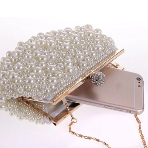 Evening pearl clutch handbag formal event - Picture 2 of 2